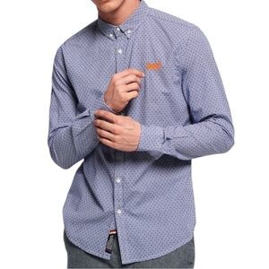 Superdry Men's Premium Button Down Shirt In Constellation Blue Size Medium